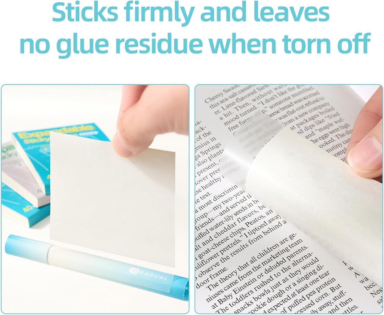 Expandable Sticky Notes, 4 Pack 3×3 Inch White Self-Stick Pads | 40 sheets per