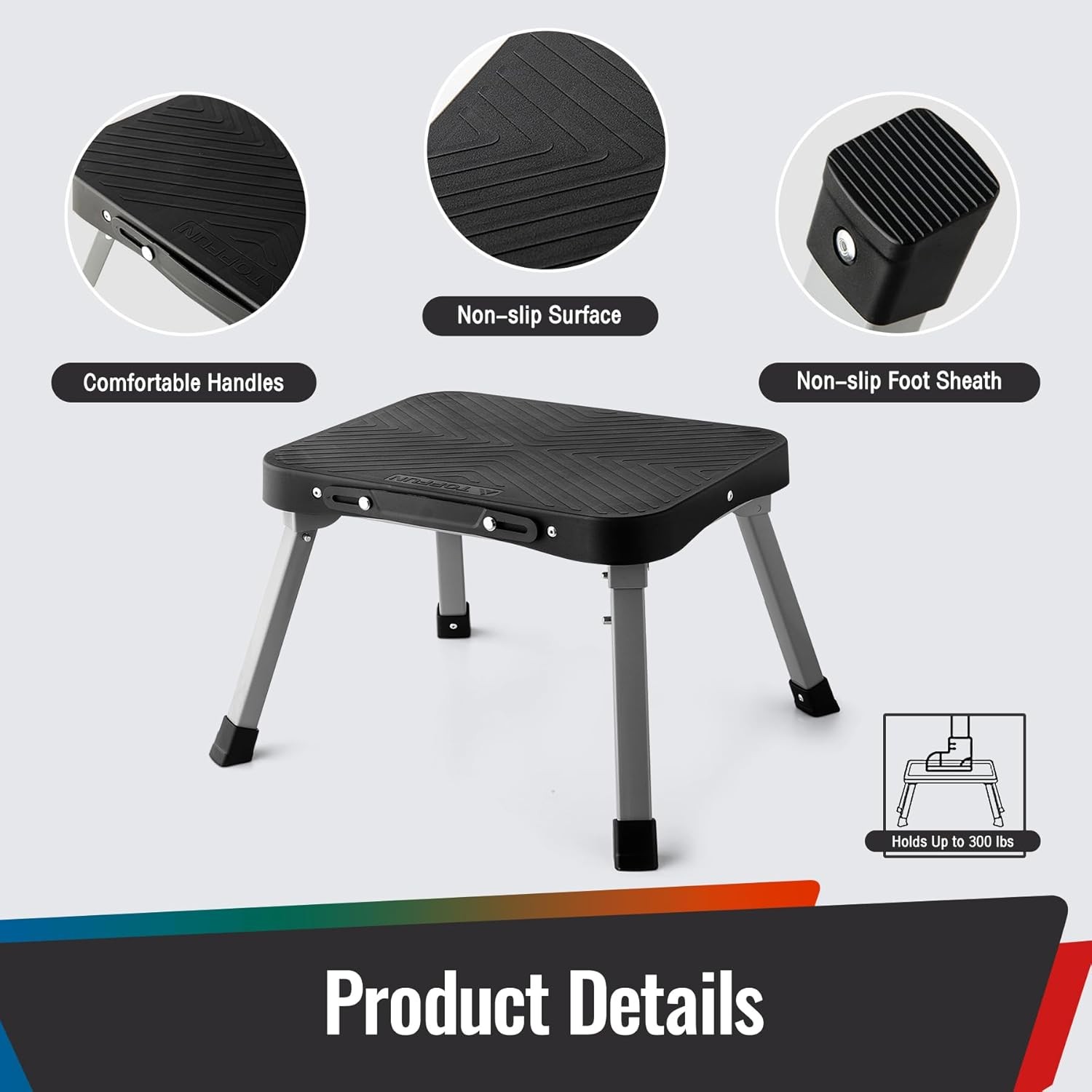 11 Inch Folding Step Stool Non-Slip Large Platform Steel Frame