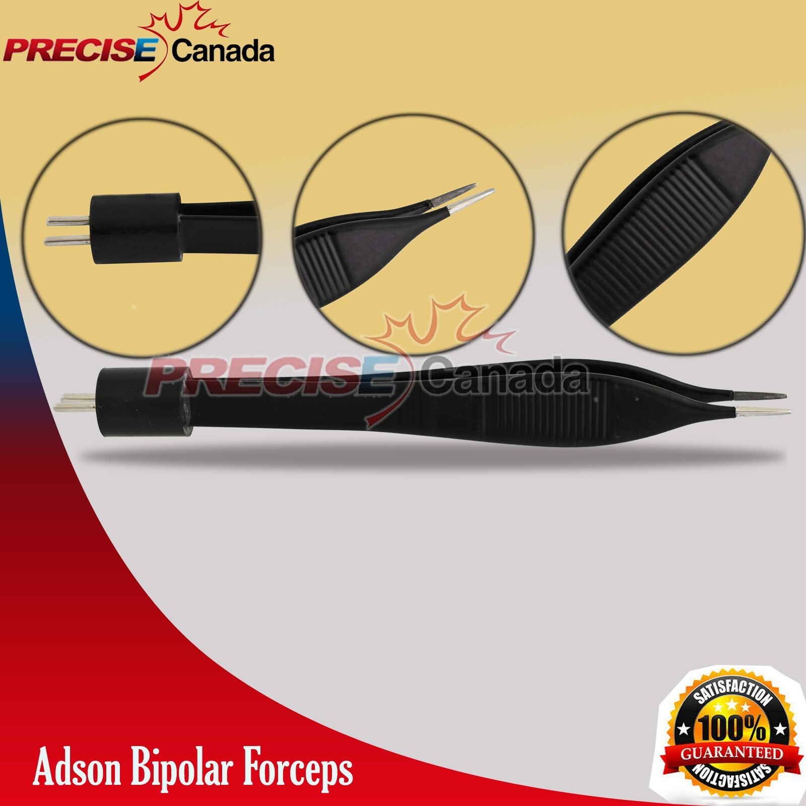 American Non Stick Adson Bipolar Forceps Reusable 12cm length 1mm Tip EL-094