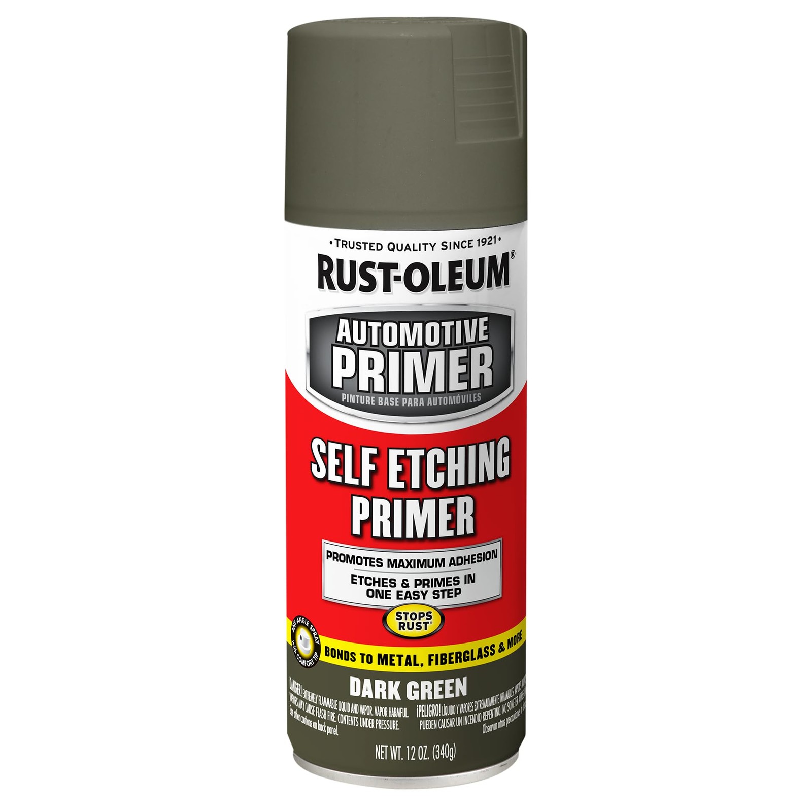 Rust-Oleum 249322 Automotive Self Etching Primer Spray, 12 oz, Matte Dark Green