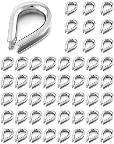 YAMASO 50pcs 1/8″ M3 Stainless Steel Thimble for Diameter Wire Rope Cable Thimbl