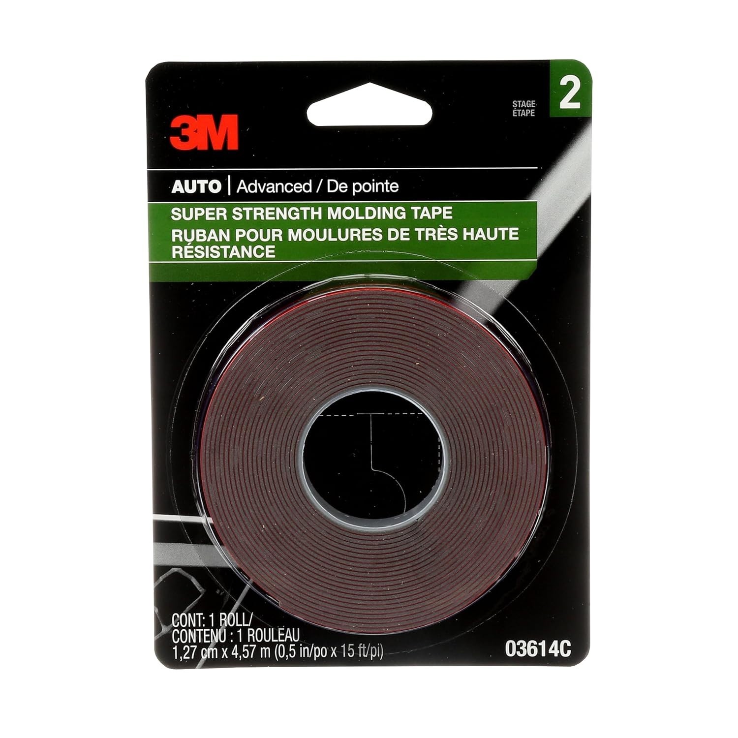 3M Super-Strength Molding Tape, 1/2 in x 15 ft, High Strength Double-Sided Adhes