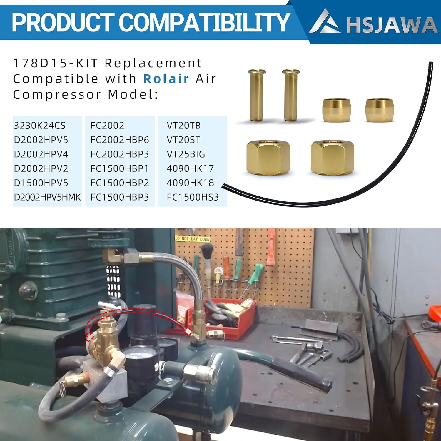178D15-KIT Air Compressor Unloader Tube Kit for Rolair – Durable & Efficient
