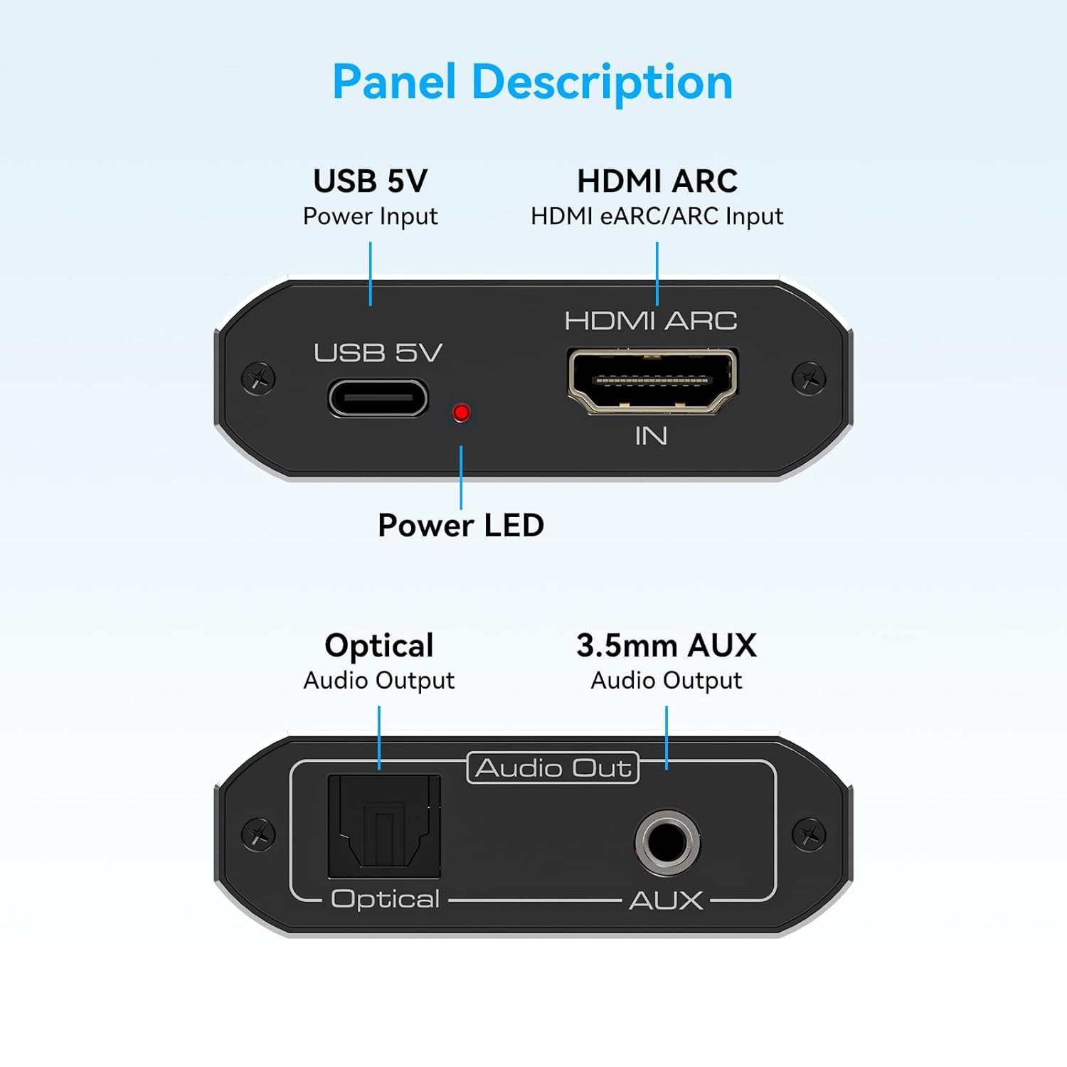 HDMI ARC Audio Extractor HDTV ARC to Optical Toslink RCA 3.5mm AUX Adapter