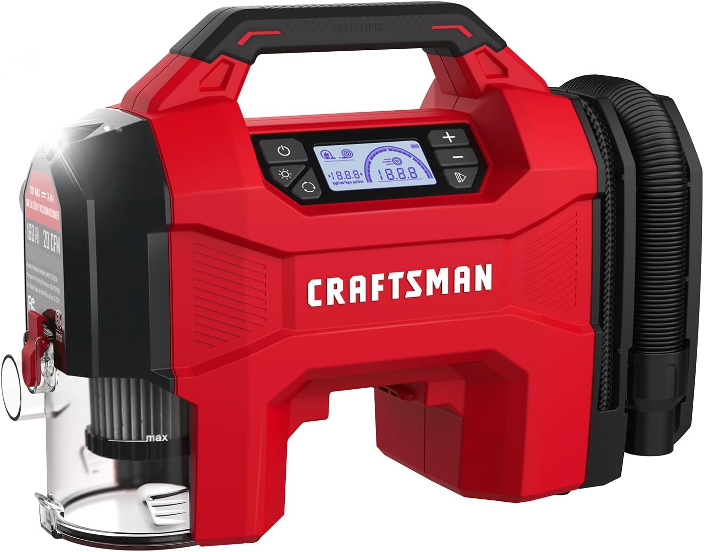 CRAFTSMAN 3-in-1 Tire Inflator, 160PSI Portable Air Compressor/Car Vacuum/Dust B