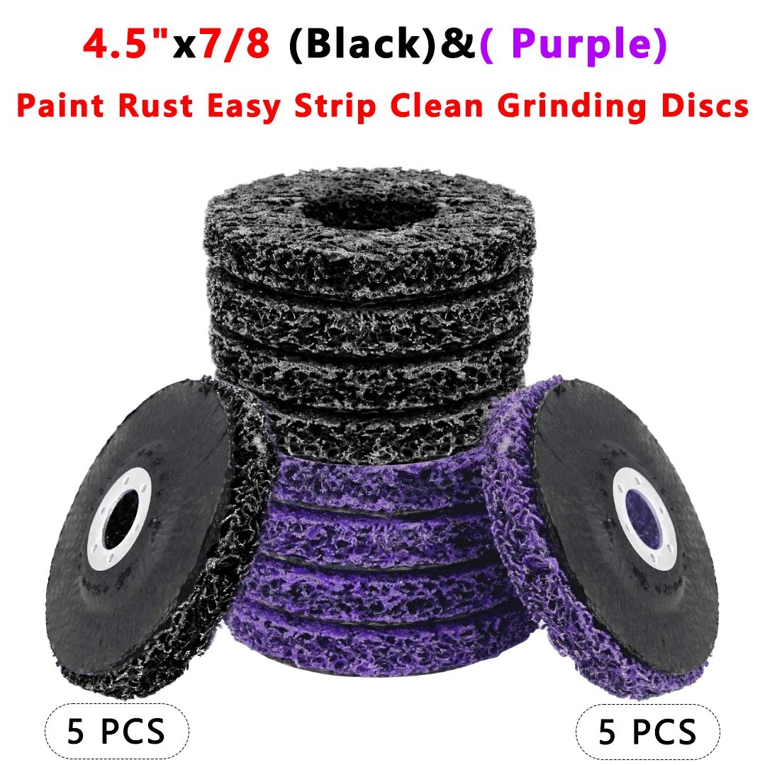 10 PCS 4.5″ x 7/8″ Black & Purple Poly Strip Discs, Rust Paint Oxidation Remover