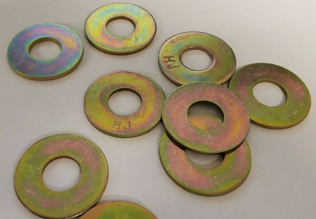 1″ USS Flat Washers Thru-Hardened Yellow Zinc