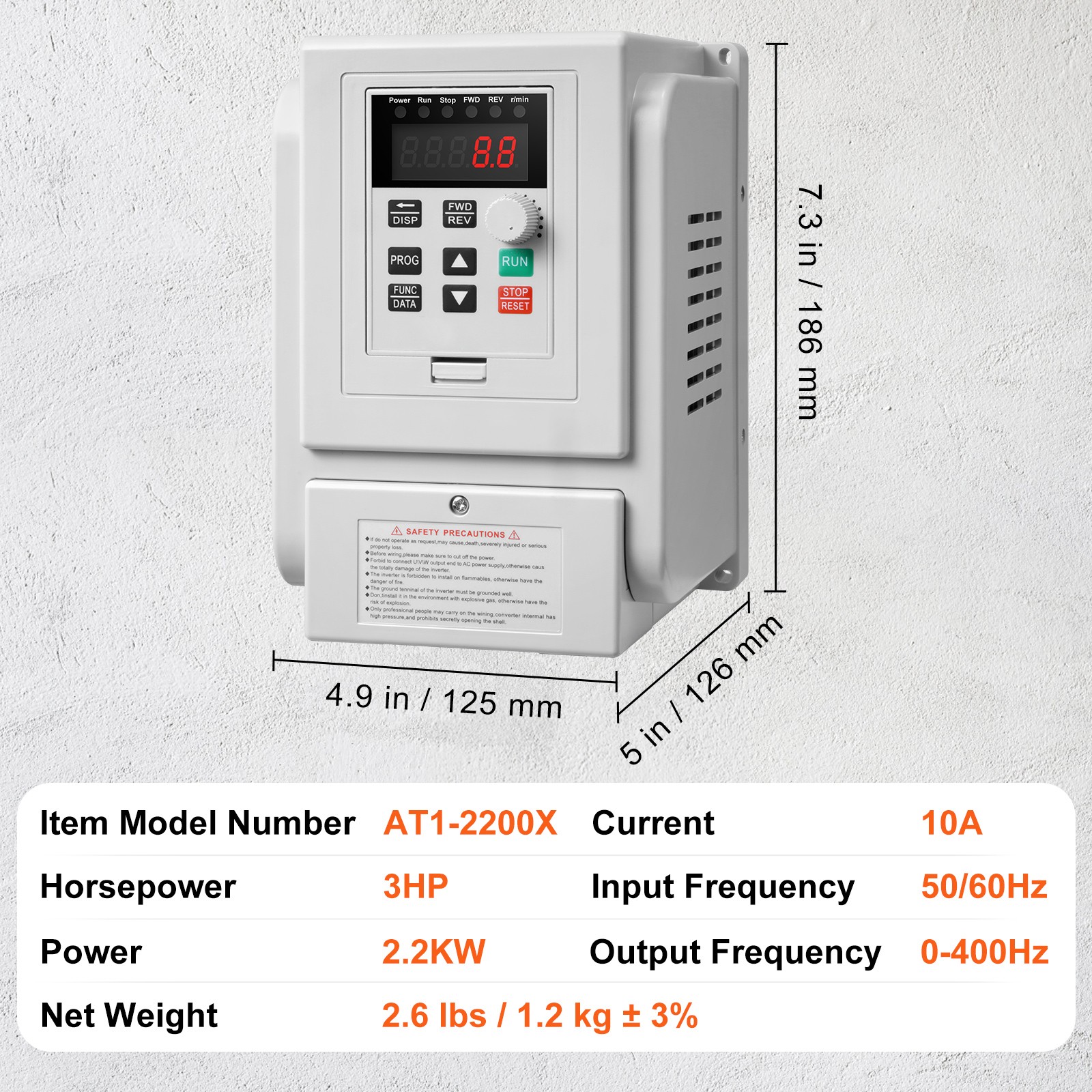 Uimoso 2.2KW 10A 3HP Variable Frequency Drive for 3-Phase Motor Control