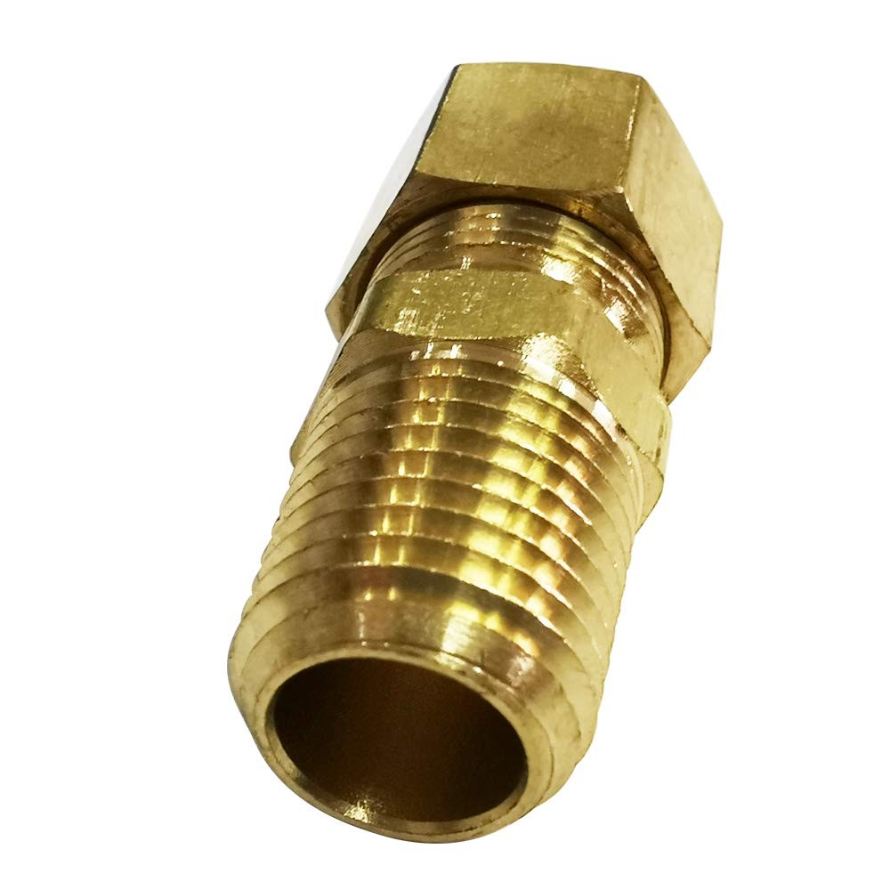 Brass Compression Fitting, Male Adapter, 1/8″ Tube OD x 1/8″ NPT Male, Pack of 2