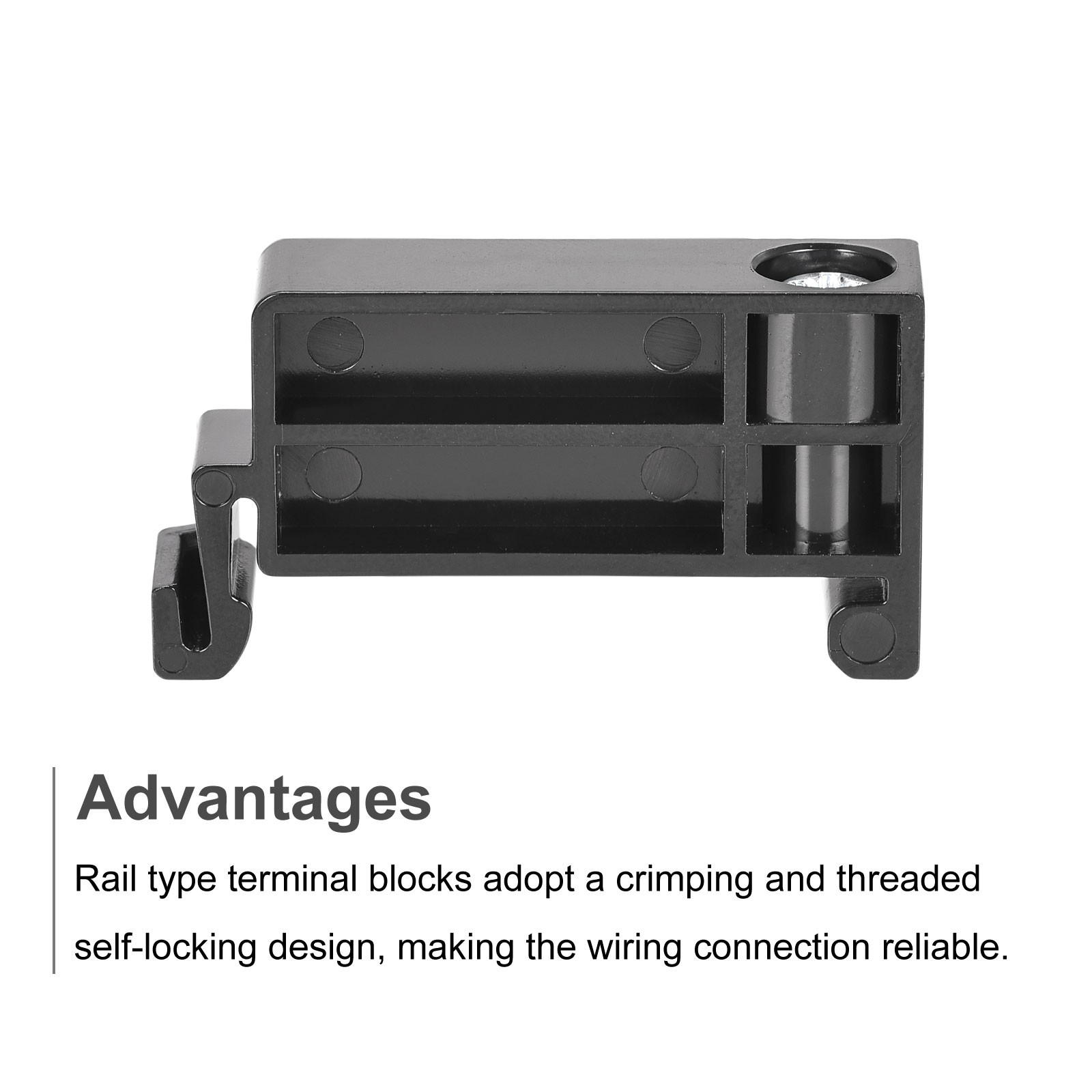 DIN Rail Mount Terminal Blocks End Stopper Clamp Black TBR-F Pack of 20