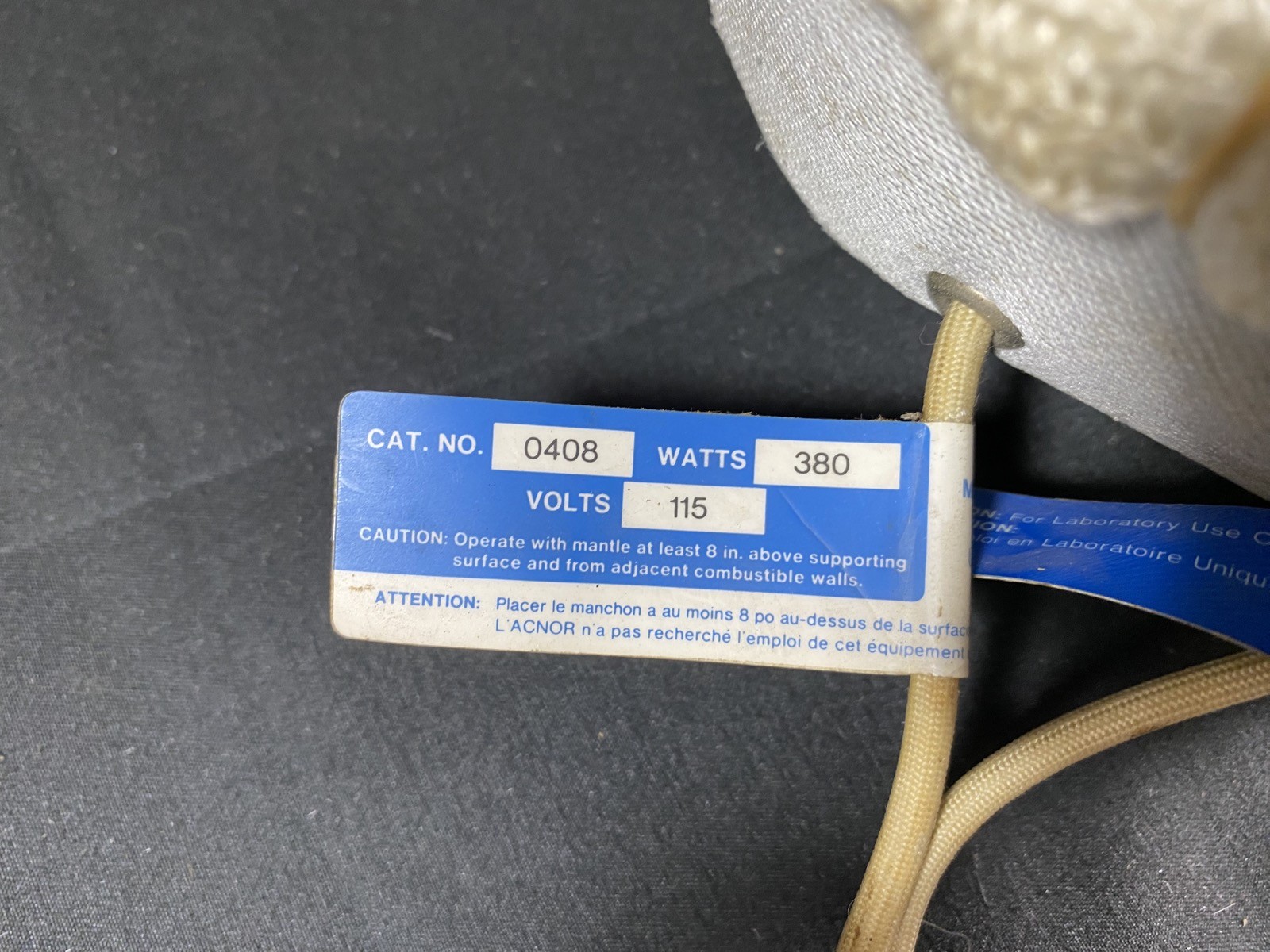 GLAS-COL 1L 115 Volts 380 Watt Fiberglass Fabric Heating Mantle 100A 0408