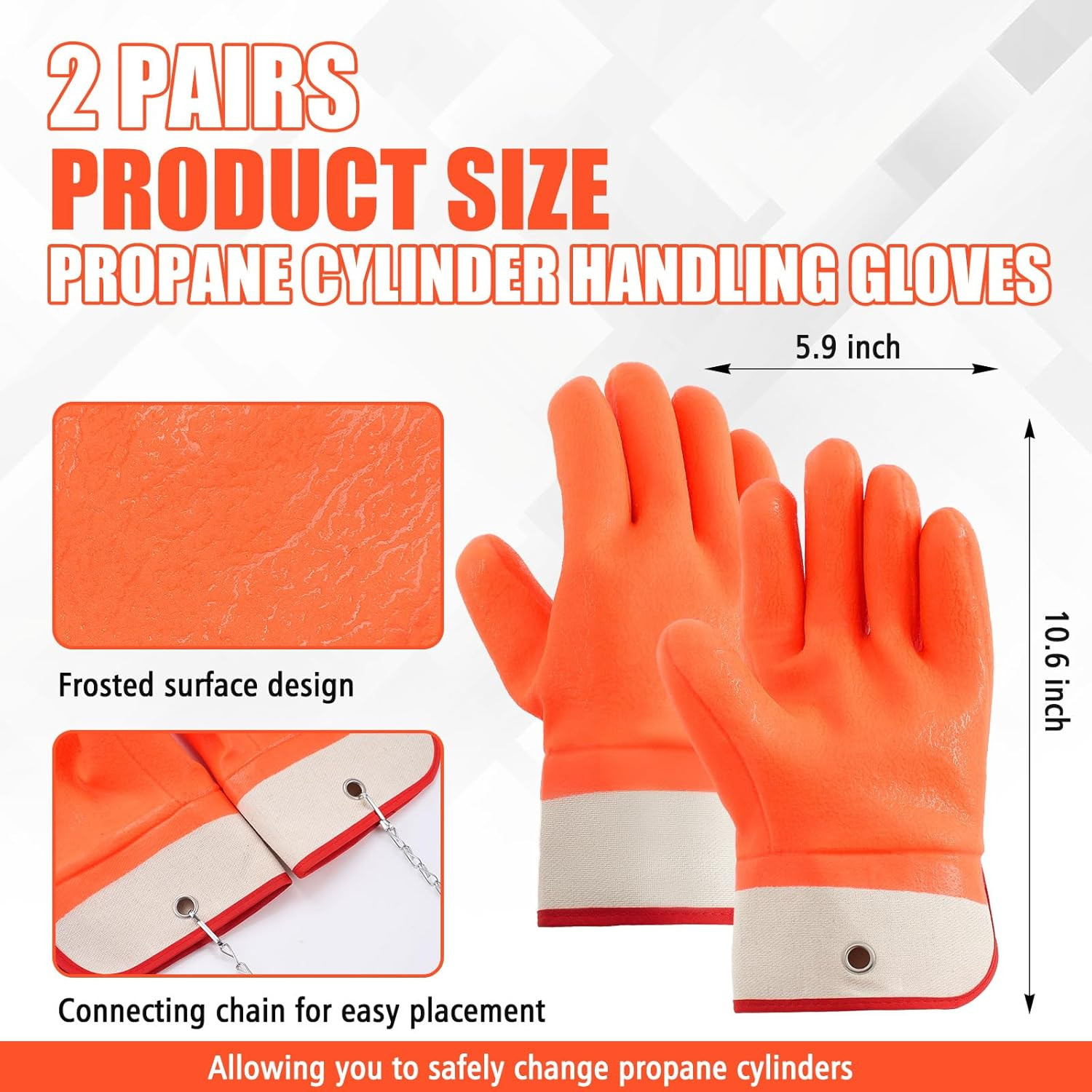 2 Pairs Propane Cylinder Handling Gloves with Chains Double Dipped PVC Forklift