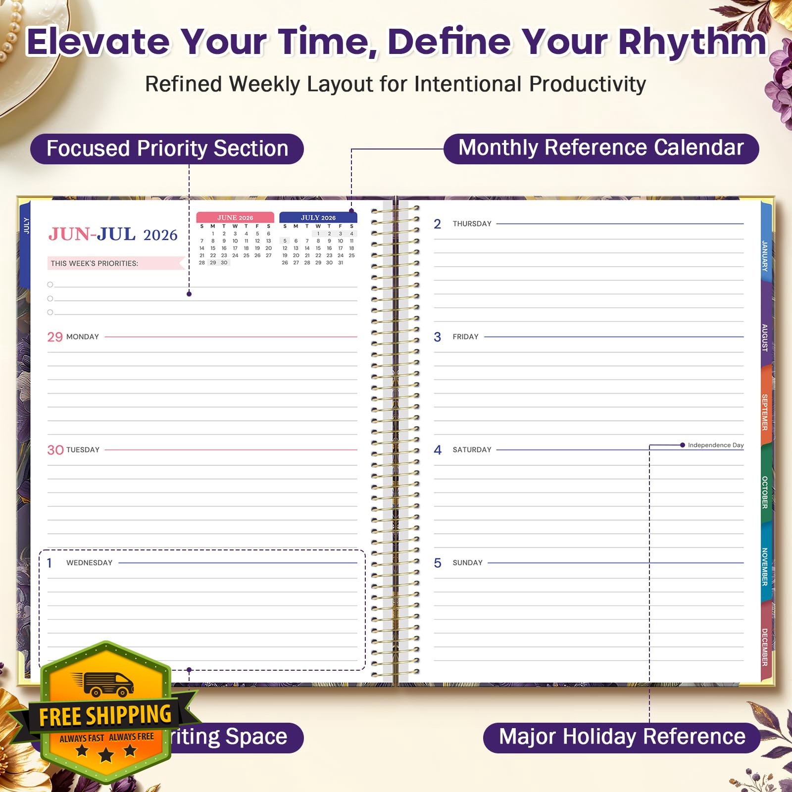 MAL DEN 2026-2027 Academic Planner 8.5″x11″ Purple