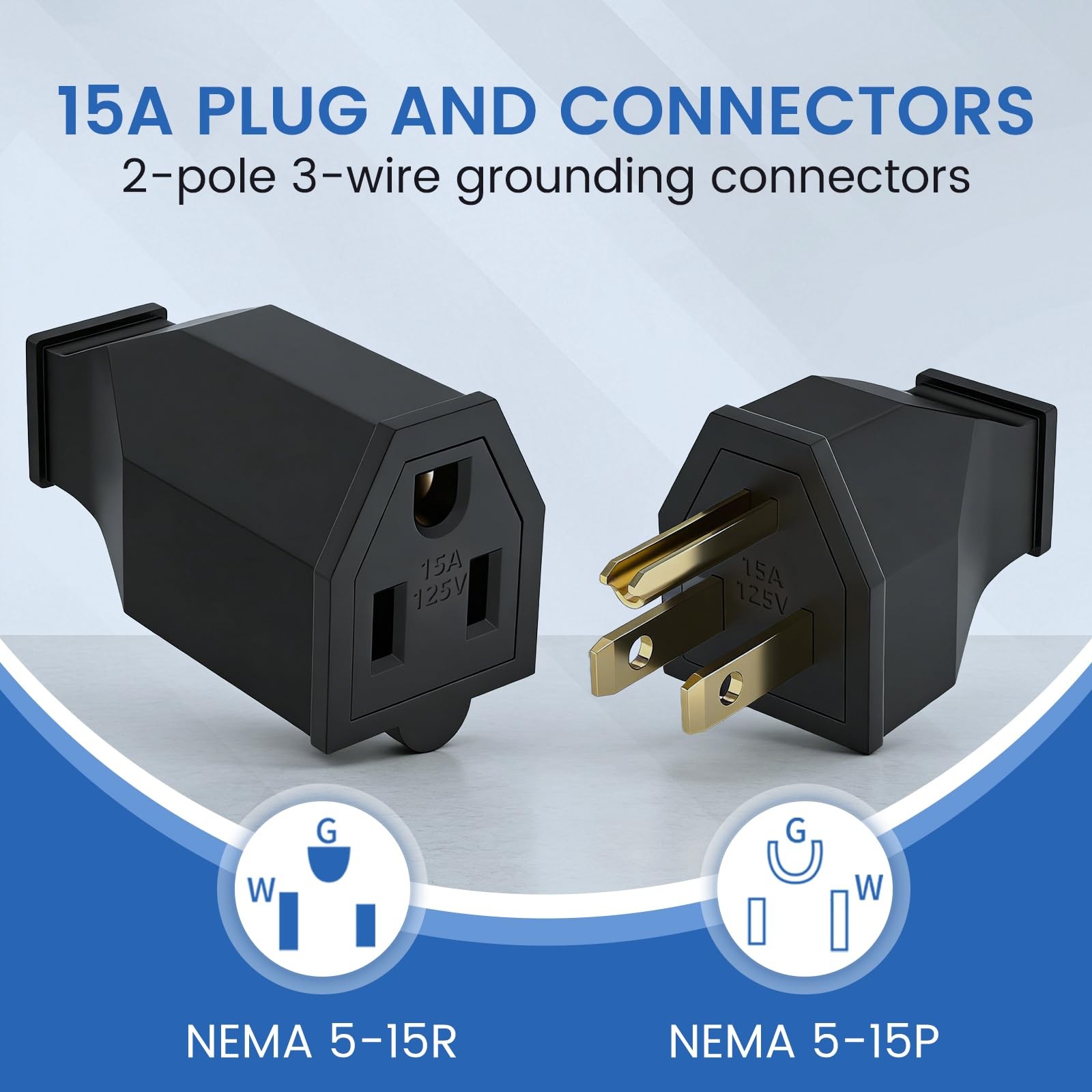 Electrical Replacement Plug & Connector Set, Extension Cord Ends Male and Female