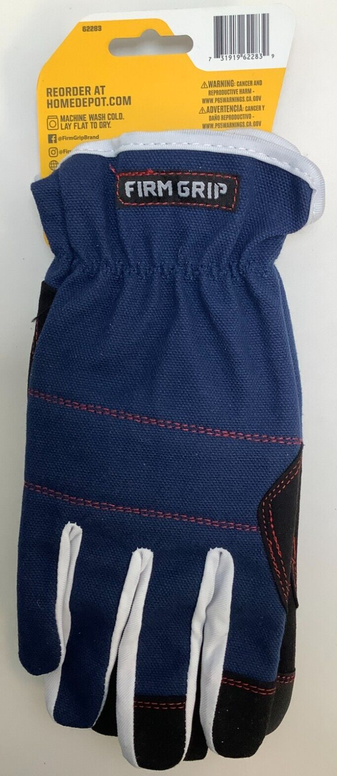 Firm Grip Duck Canvas Utility Gloves, X Large, Touch Screen, Navy Blue, 3 Lot