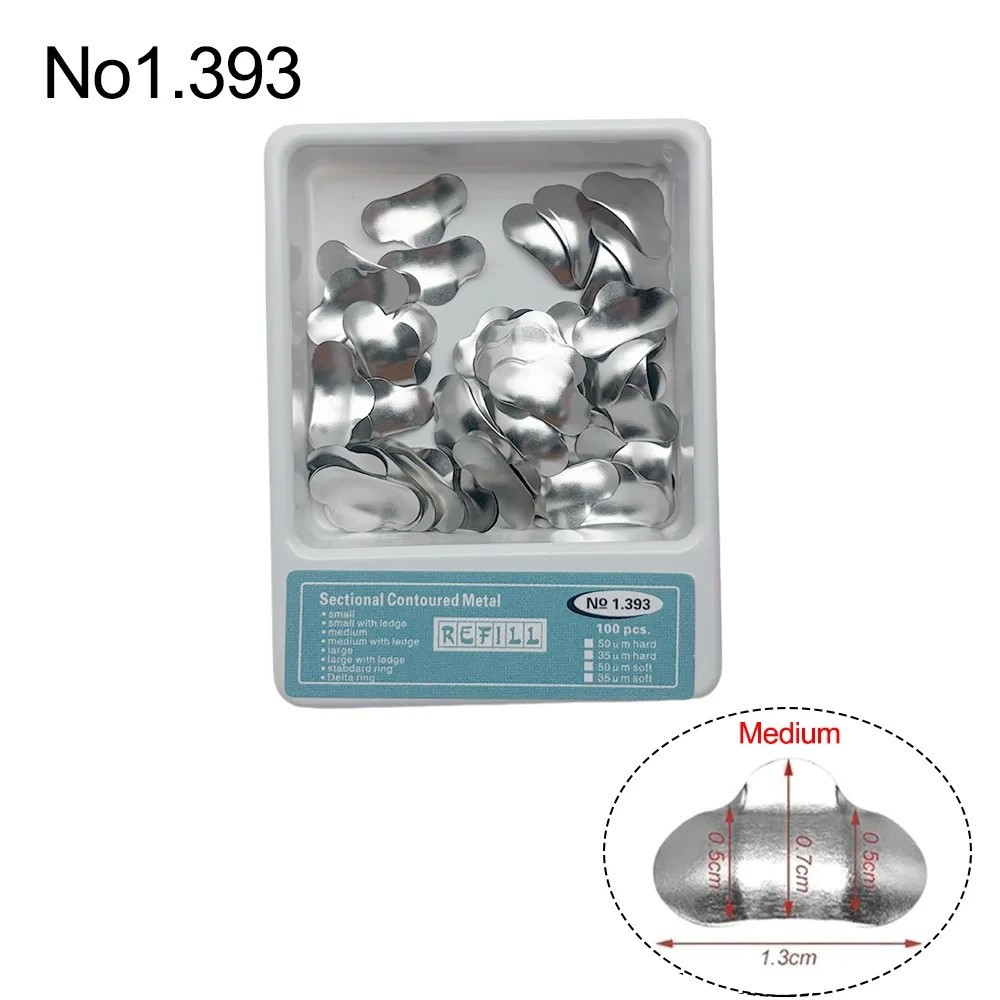 100 Pcs Dental Sectional Contoured Metal Matrices Refill Matrix Band Ledge 35um