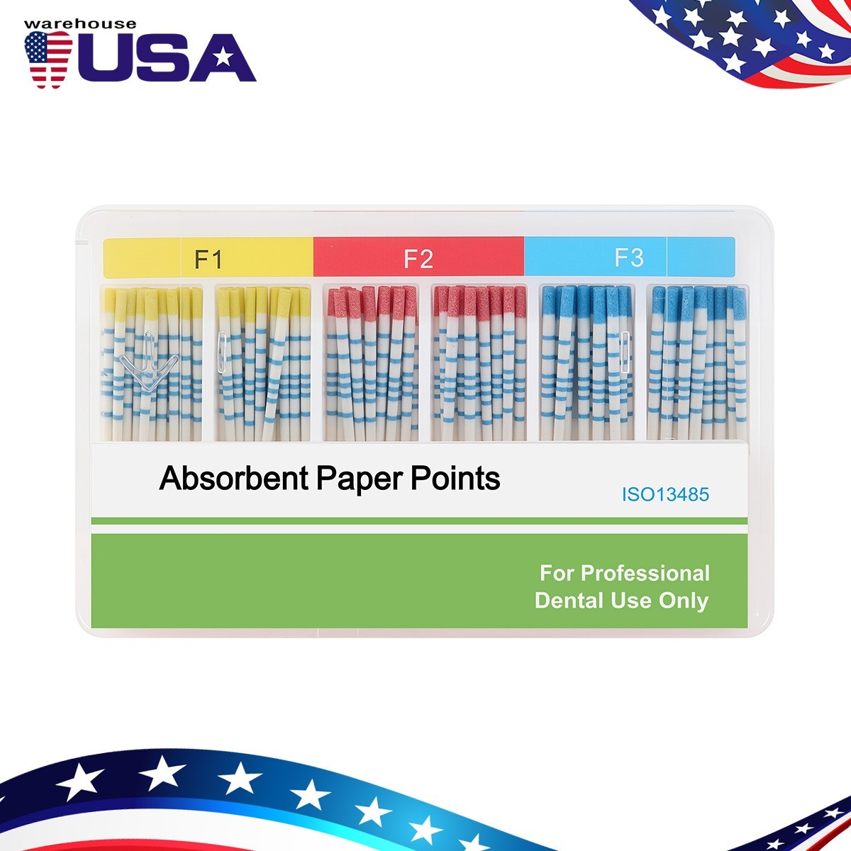 Dental Endodontic Absorbent Paper Points F1.F2.F3 with Scale Taper 100Pcs/Kit