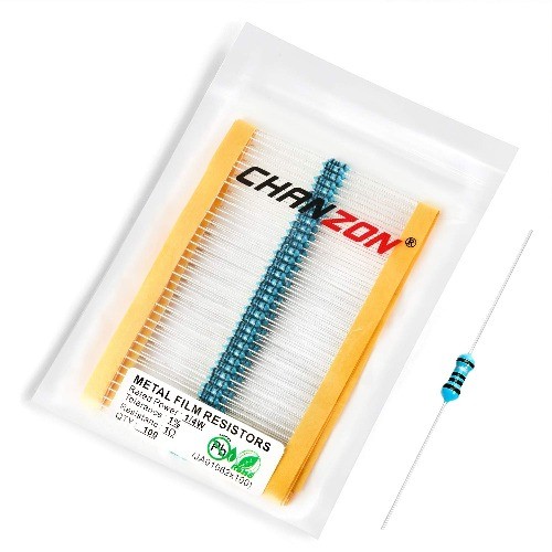 100pcs 1 Ohm 1R 1/4W 0.25W Metal Film Fixed Resistor 0.01 Tolerance Through