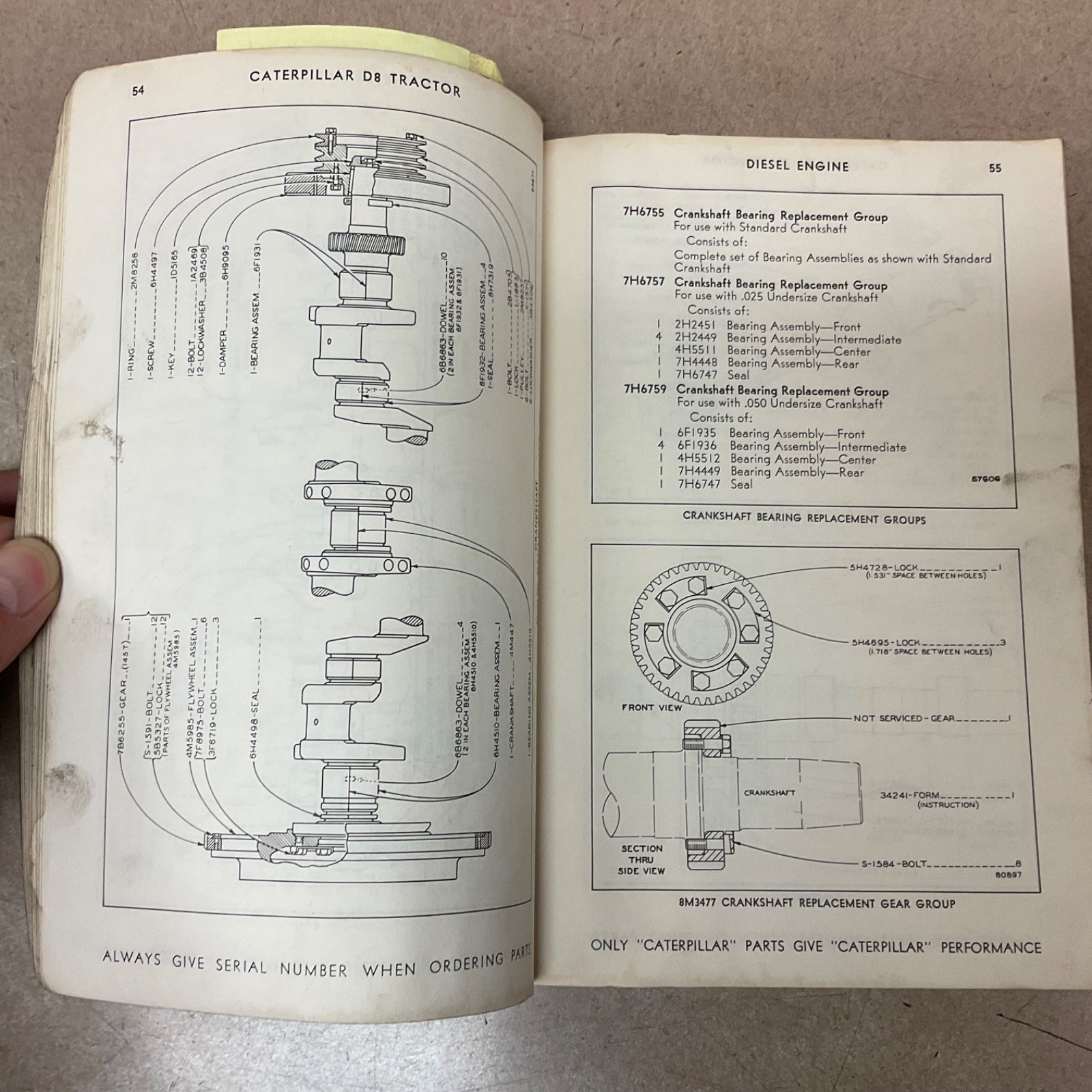 CAT Caterpillar D8 D8H PARTS MANUAL BOOK CATALOG TRACTOR BULLDOZER sn 46A1-3043