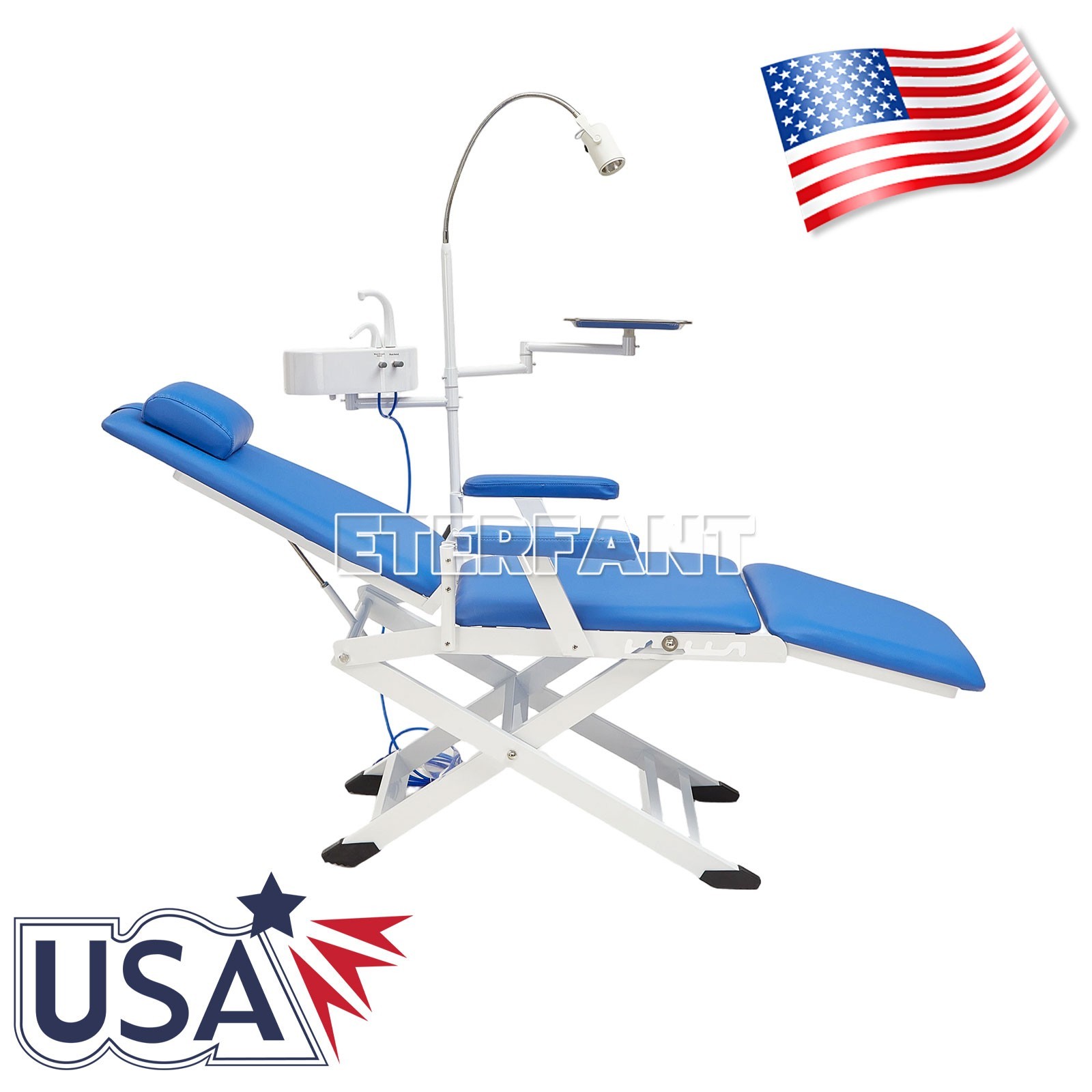 Portable Dental Folding Chair+Exam LED Light/6 LED Shadowless Oral Lamp Light