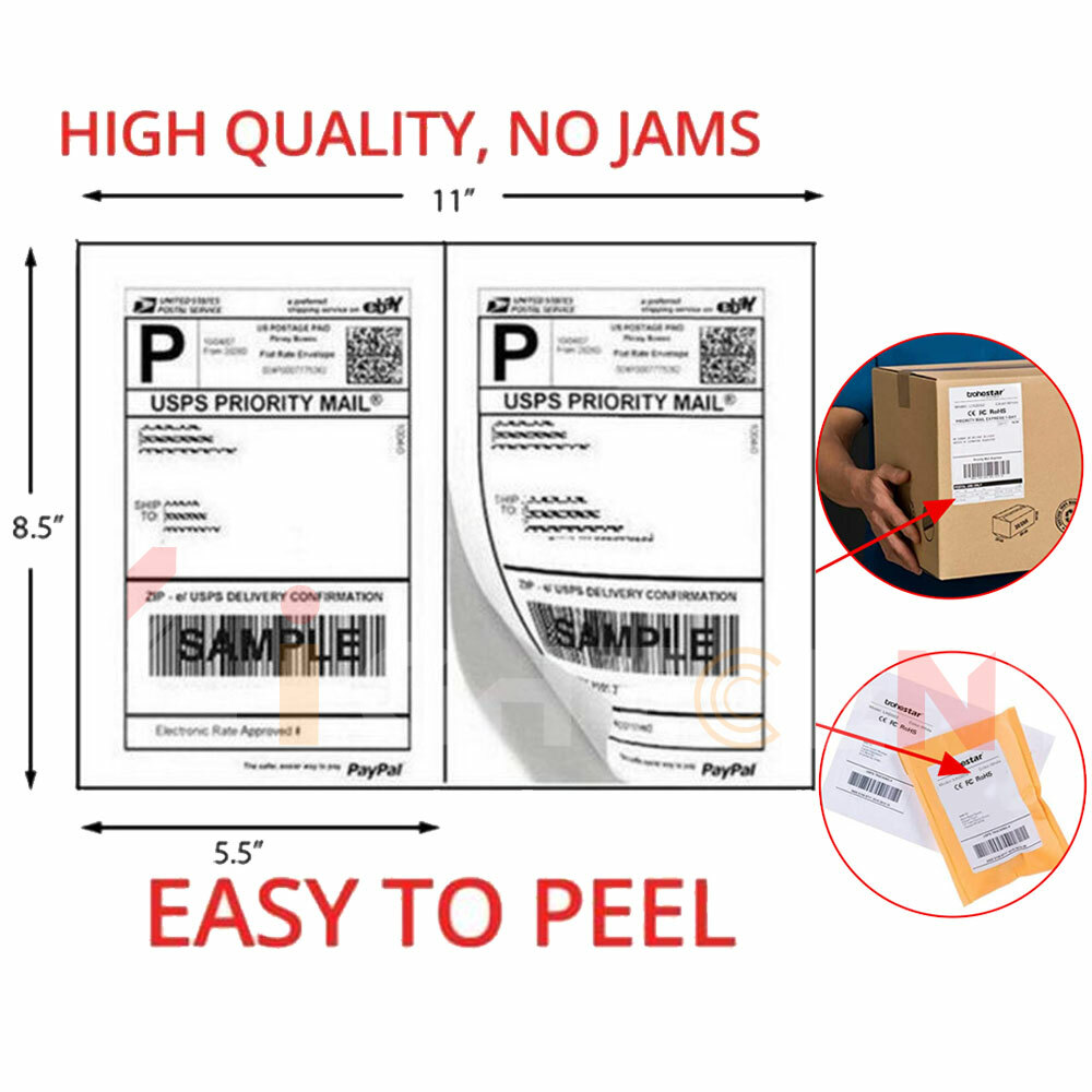 1100 LABELS Premium 8.5 X 5.5 HALF SHEET SHIPPING LABELS self adhesive