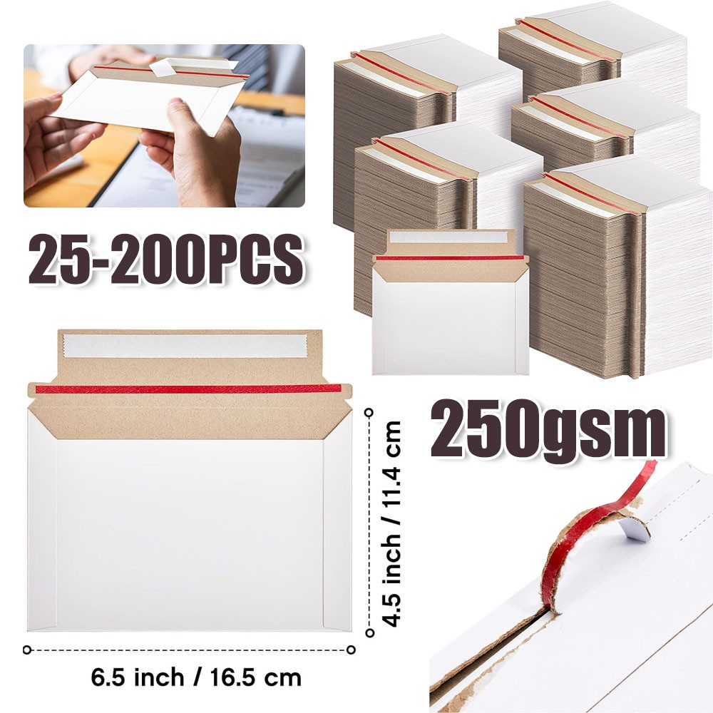 6.5″ x 4.5″ 25-200Pack Rigid Photo Shipping Flats Cardboard Envelope Mailers