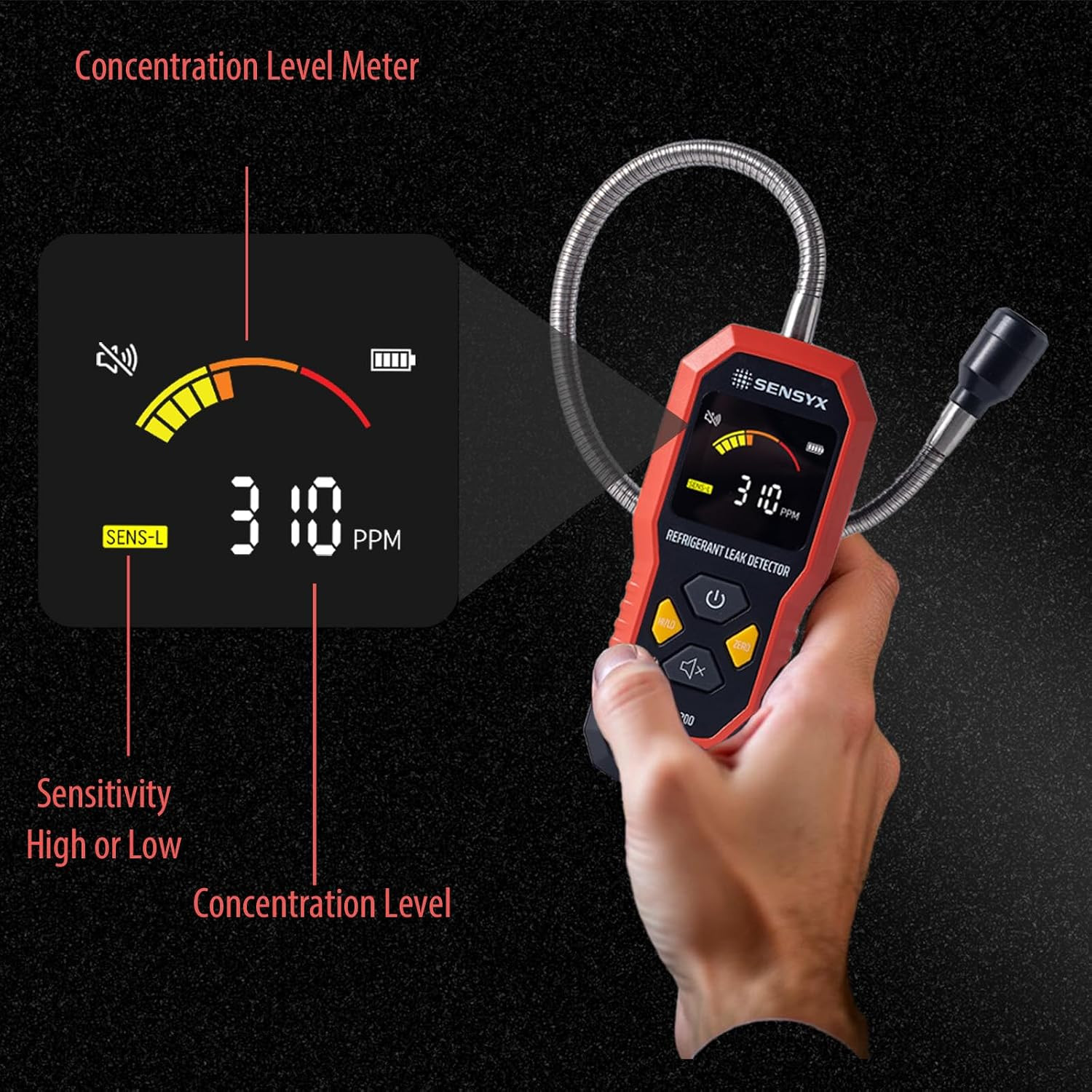 HVAC Refrigerant Leak Detector, Rechargeable Halogen Freon Sniffer | Model SFD20