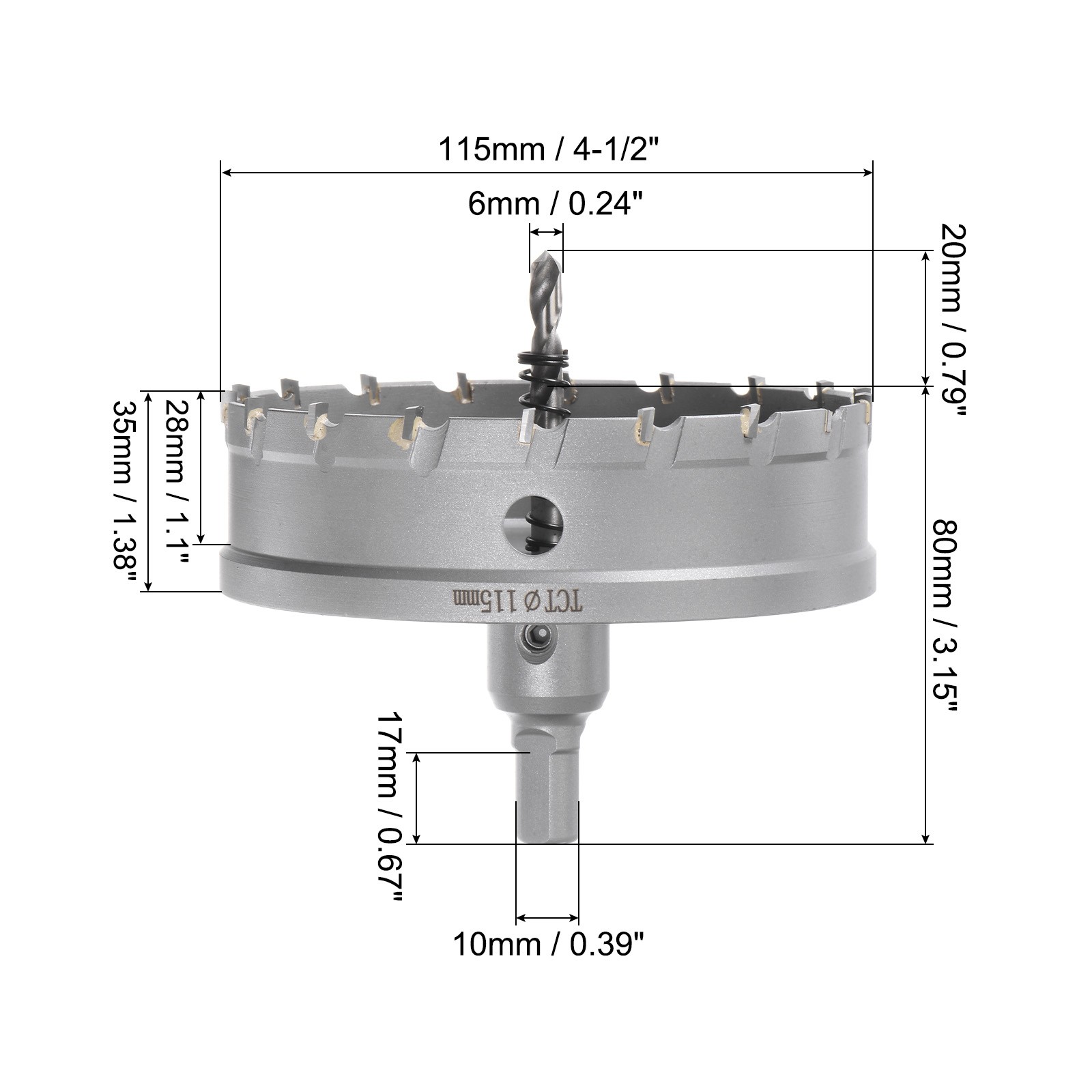 Metal Hole Saw Carbide Cutter 11.5cm 4-1/2″ Dia Stainless Steel Metal