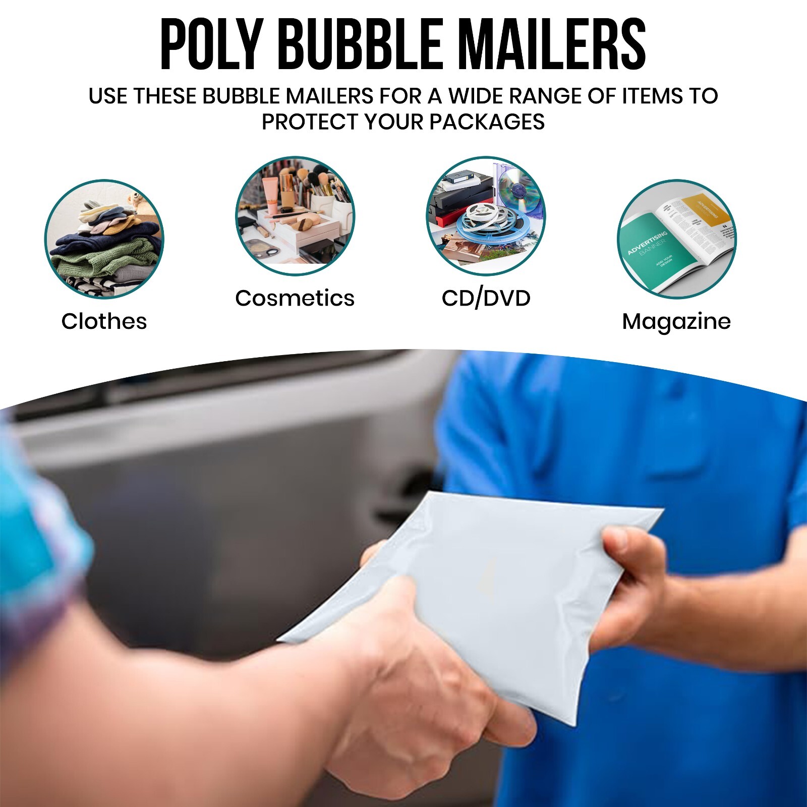 Any Size 50/100/200/500 Poly Bubble Mailers Padded Envelope Shipping Bags Seal