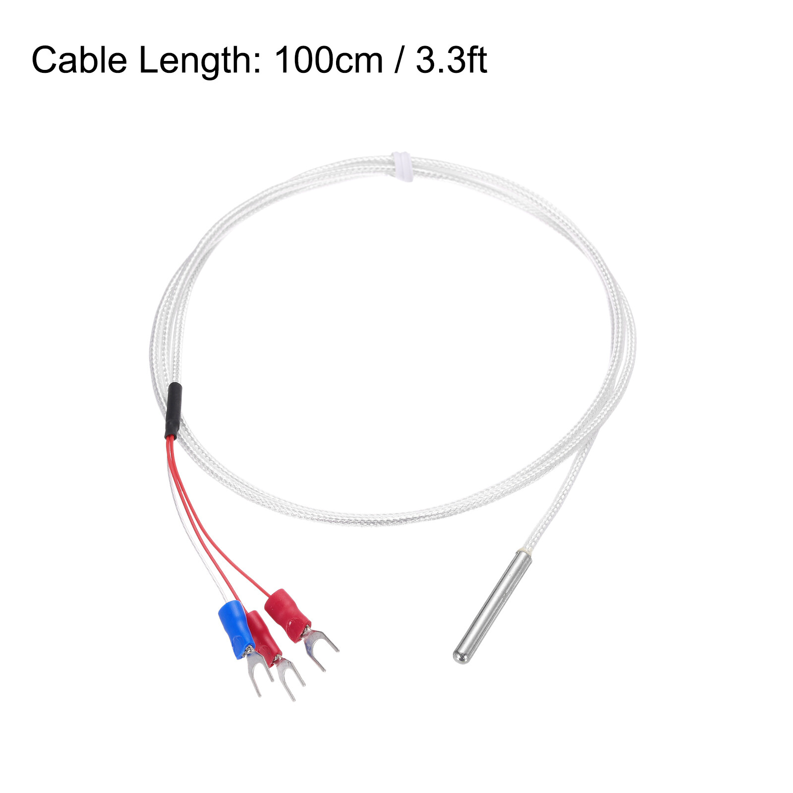 PT100 3-Wire Temperature Sensor Probe RTD -50 to 200°c Waterproof 100cm/3.3ft