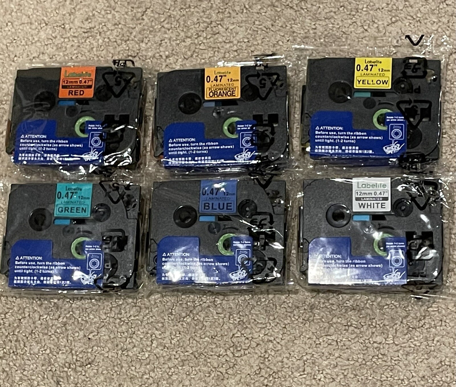6PK TZ-231 TZe-231 Compatible for Brother P-Touch Label Maker Tape 12mm 0.47”