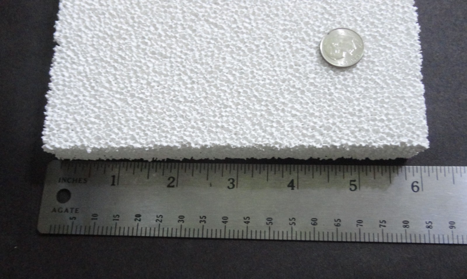 ONE 6″ x 6″ HIGH PURITY RECTANGULAR RETICULATED SPONGE ALUMINA 30 ppi No. 821