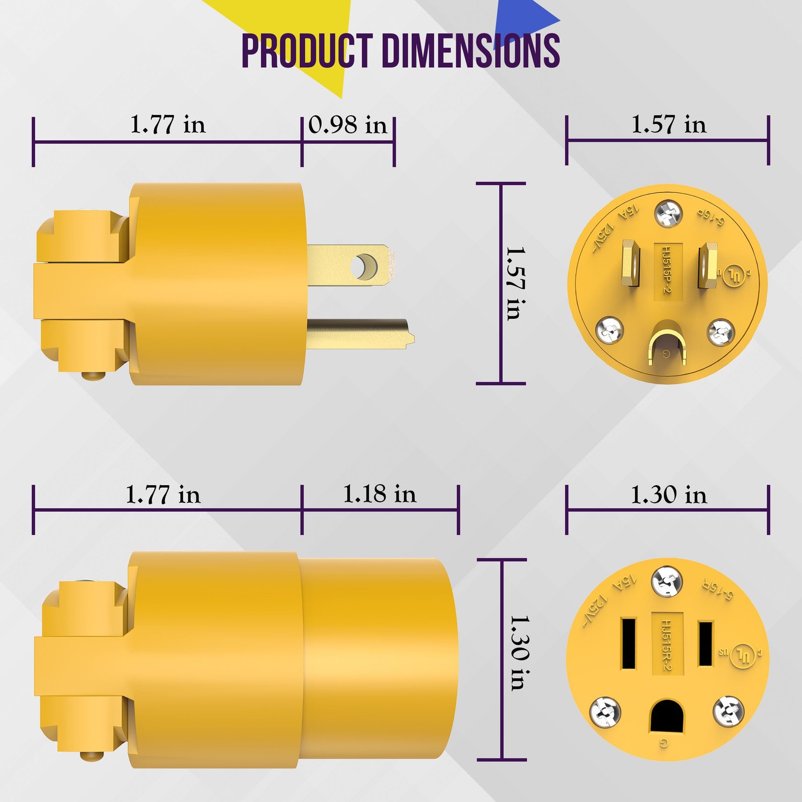 Electrical Replacement Plug & Connector Set, Extension Cord Ends Male and Female