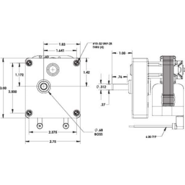Dayton 52Je22 Ac Gearmotor, 35 In-Lb Max. Torque, 5.8 Rpm Nameplate Rpm, 230V