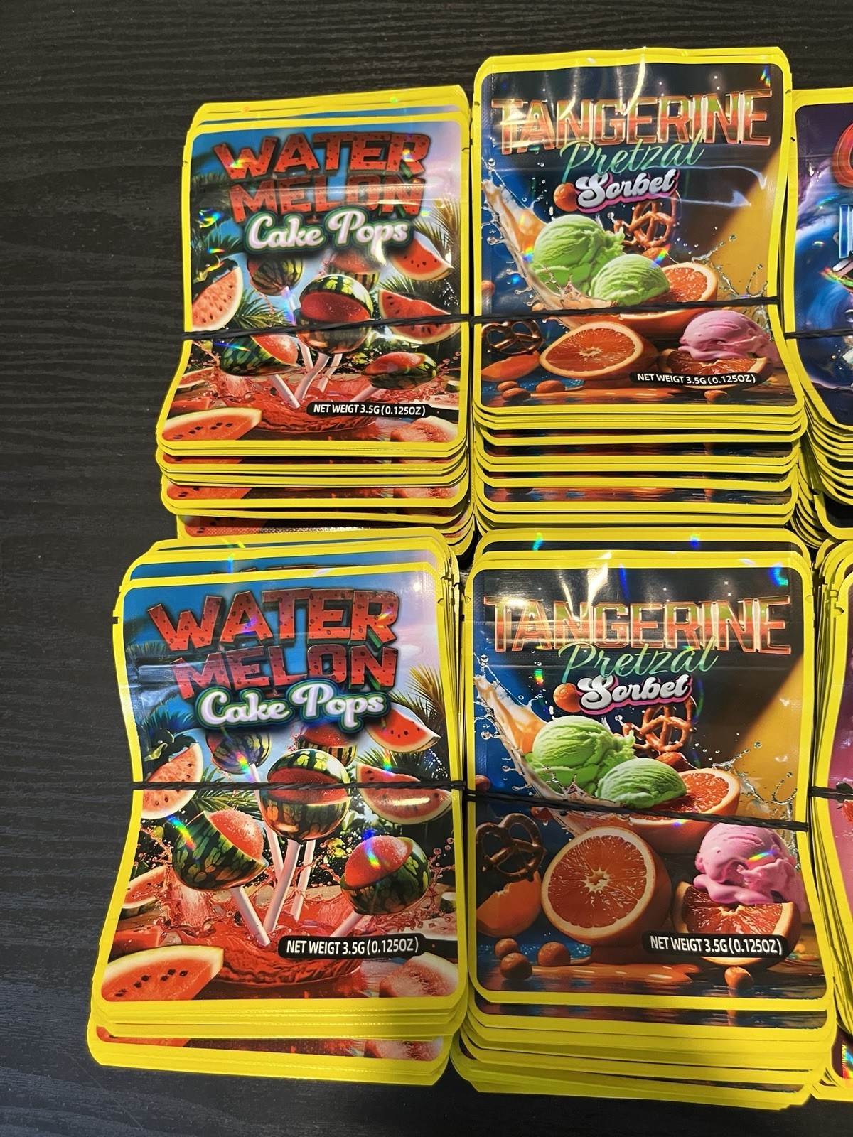 500pc Mixed 3.5g Mylar Bags 5×4 Inch 5 Different Premade Designs