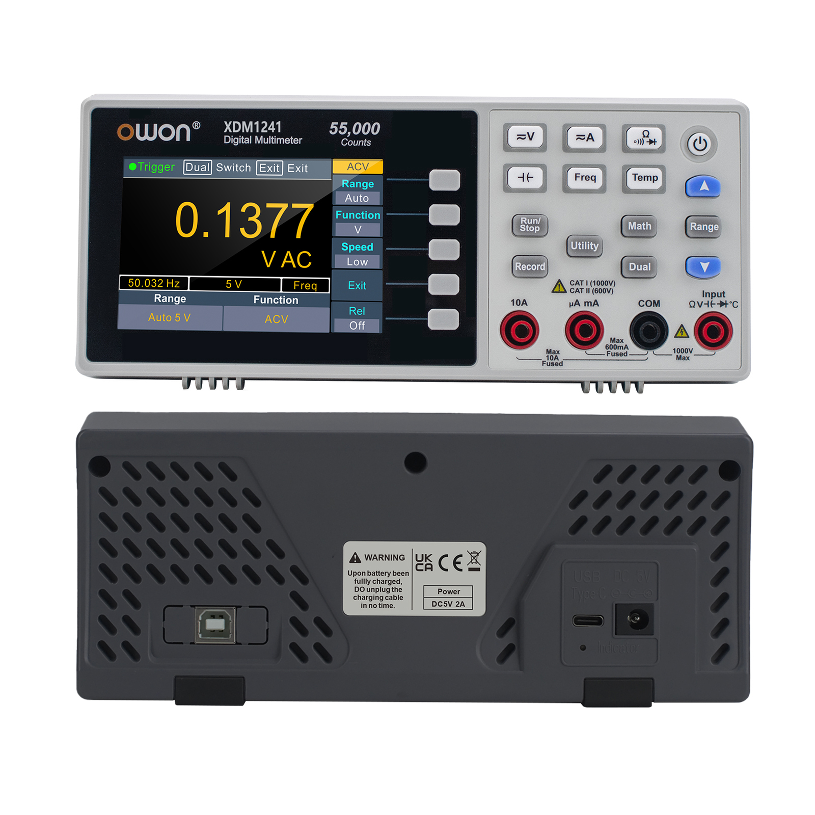 Owon XDM1241 Desktop Digital Multimeter Rechargeable 55,000 Counts E3A0