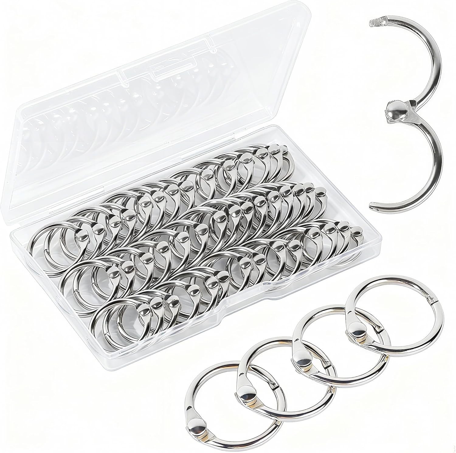 Small Binder Rings 1/2 inch 50 Pcs Mini Book Rings Small Key Ring Metal Loose…