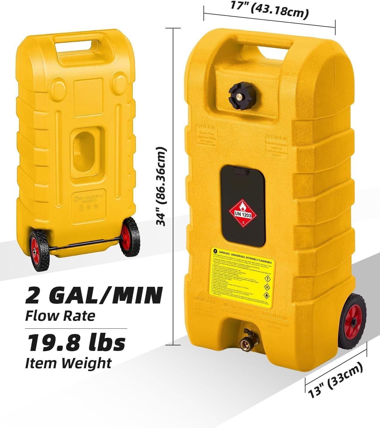 15 Gal Fuel Tank Heavy-Duty Fuel Tank Fuel Caddy with Manual Fuel Transfer Pump