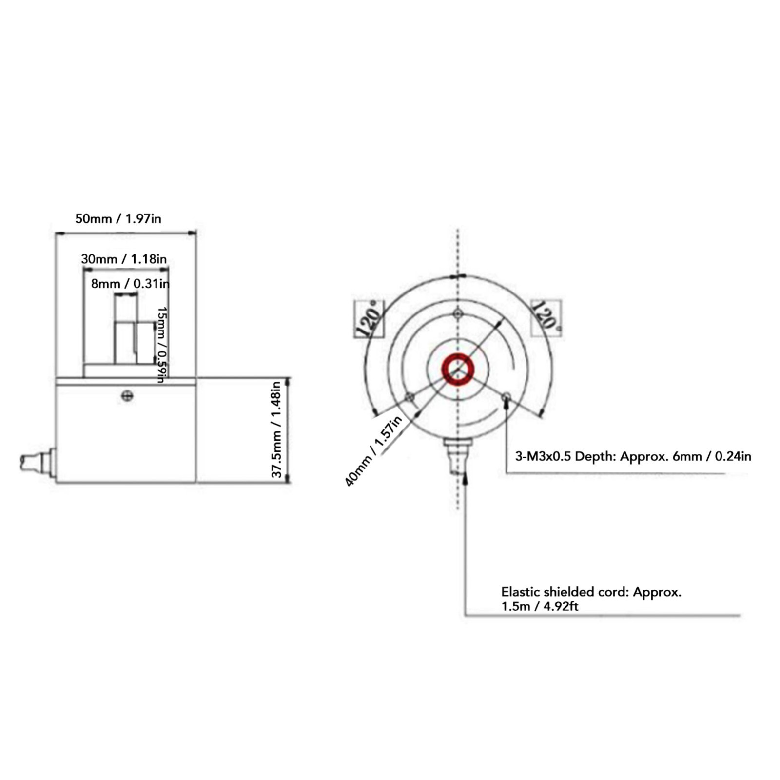 50mm PNP Incremental Encoder IP50 2-Phase DC5-24V 2000P/R for Control Systems