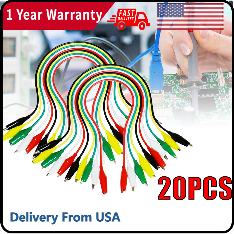 20 Pcs Electrical Jumper Cables Test Leads with Alligator Clips for Circuit new