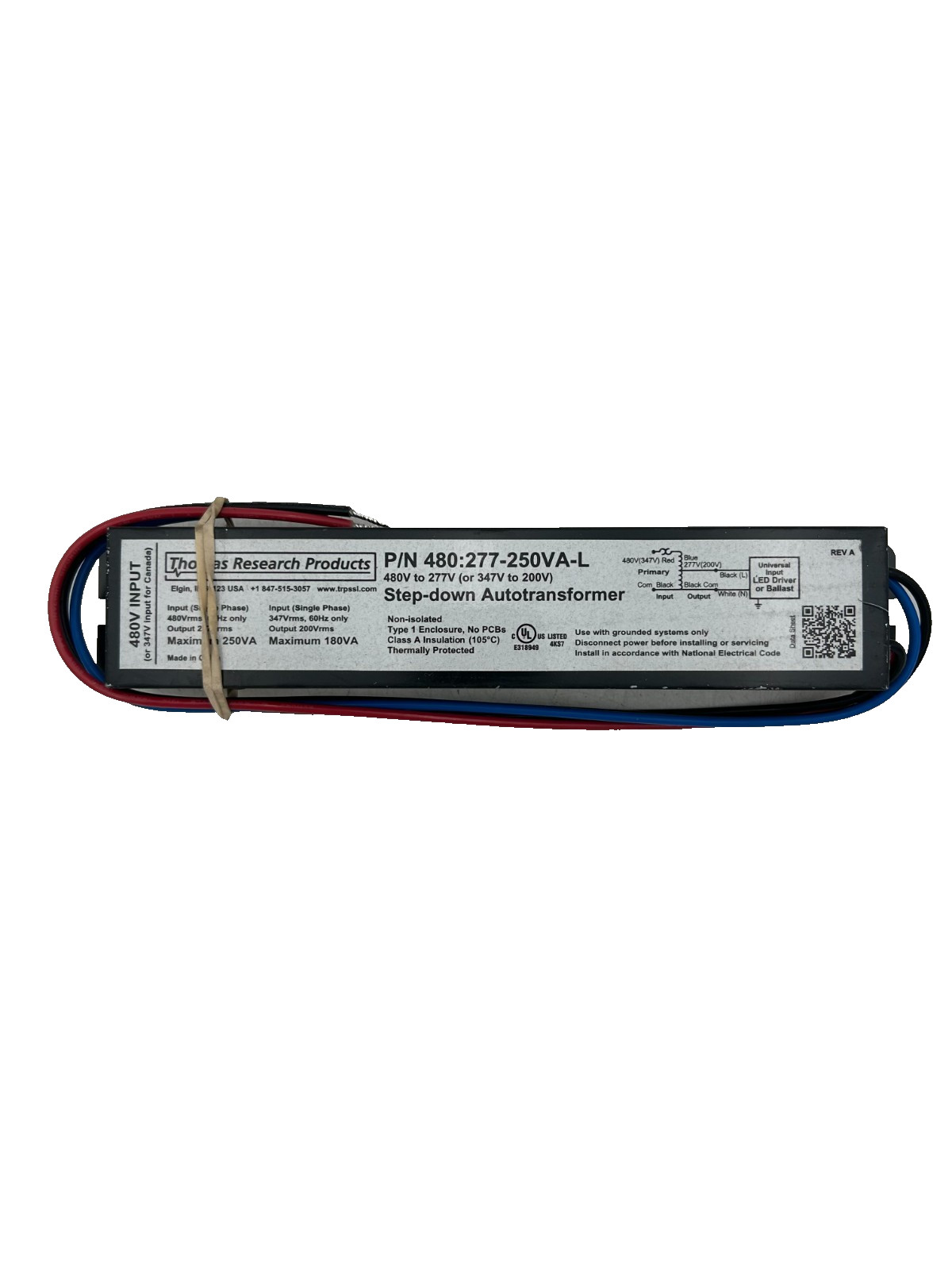 Thomas Research Products 480:277-250VA-L Step-down Autotransformer 480-277V