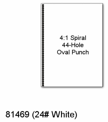 8-1/2″ x 11 24# White 4:1 Spiral 44-Hole Oval Pre-Punched Paper – 1 Ream/500 sh