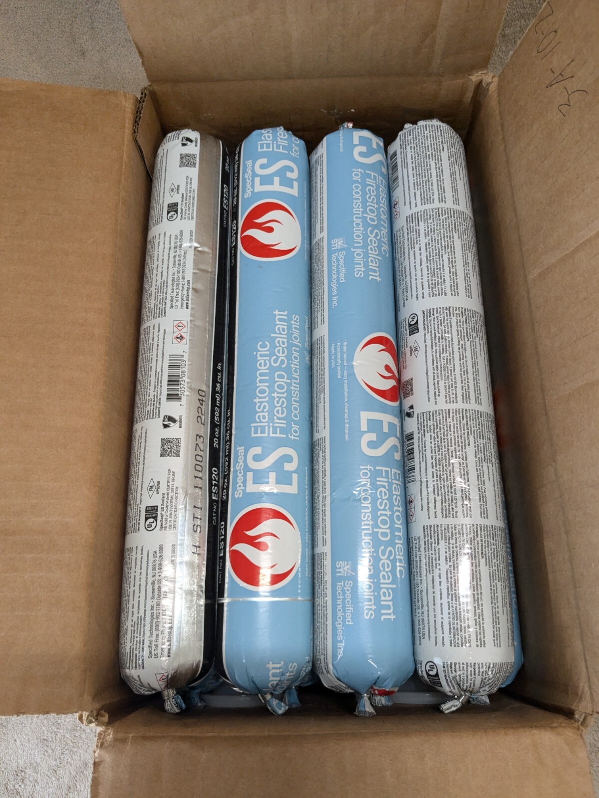 Specseal ES Elastomeric Firestop Sealant ES120 Lot of 12 20oz Tubes