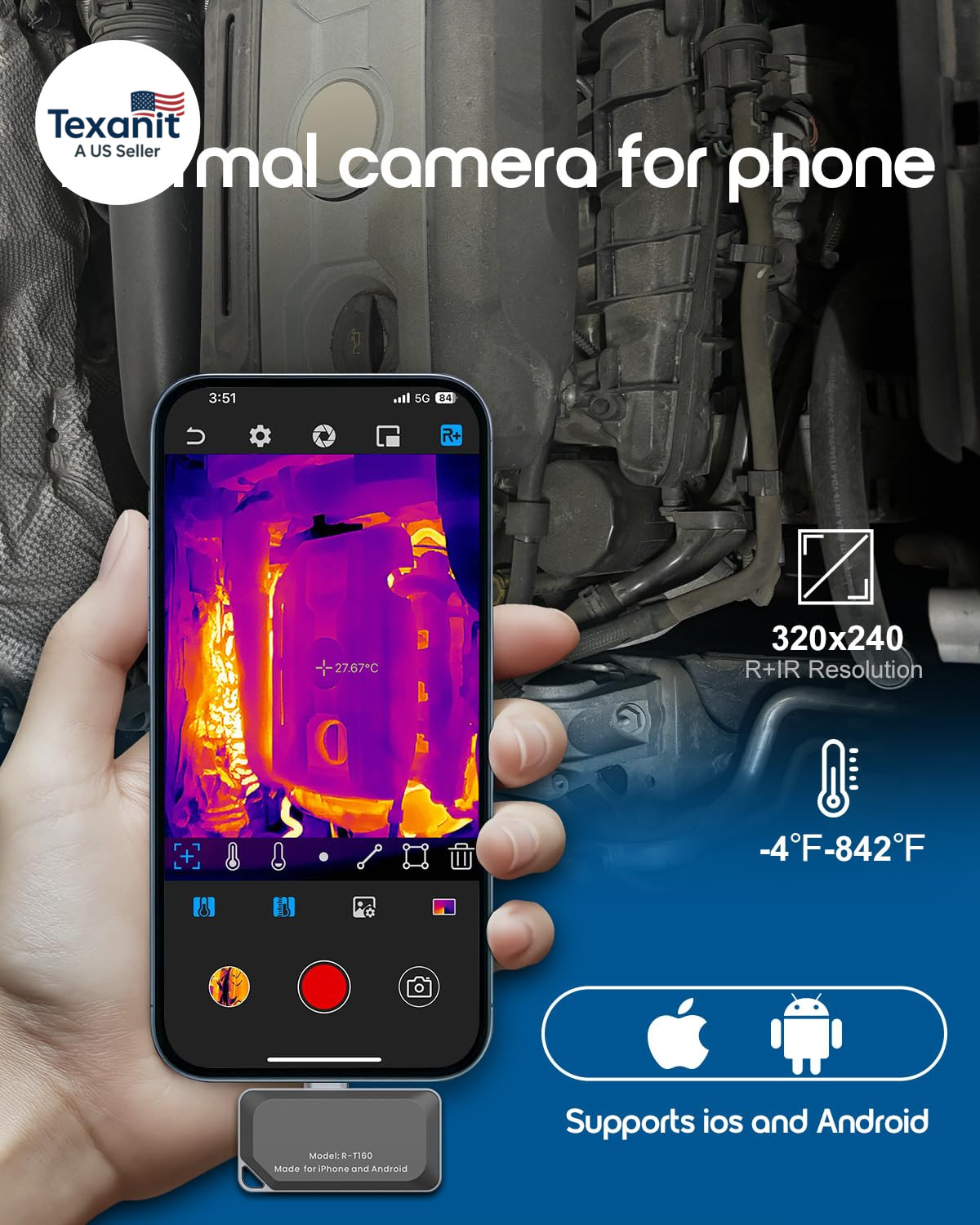 Thermal Camera for Iphone and Android, 320×240 Super IR Resolution Thermal Imagi