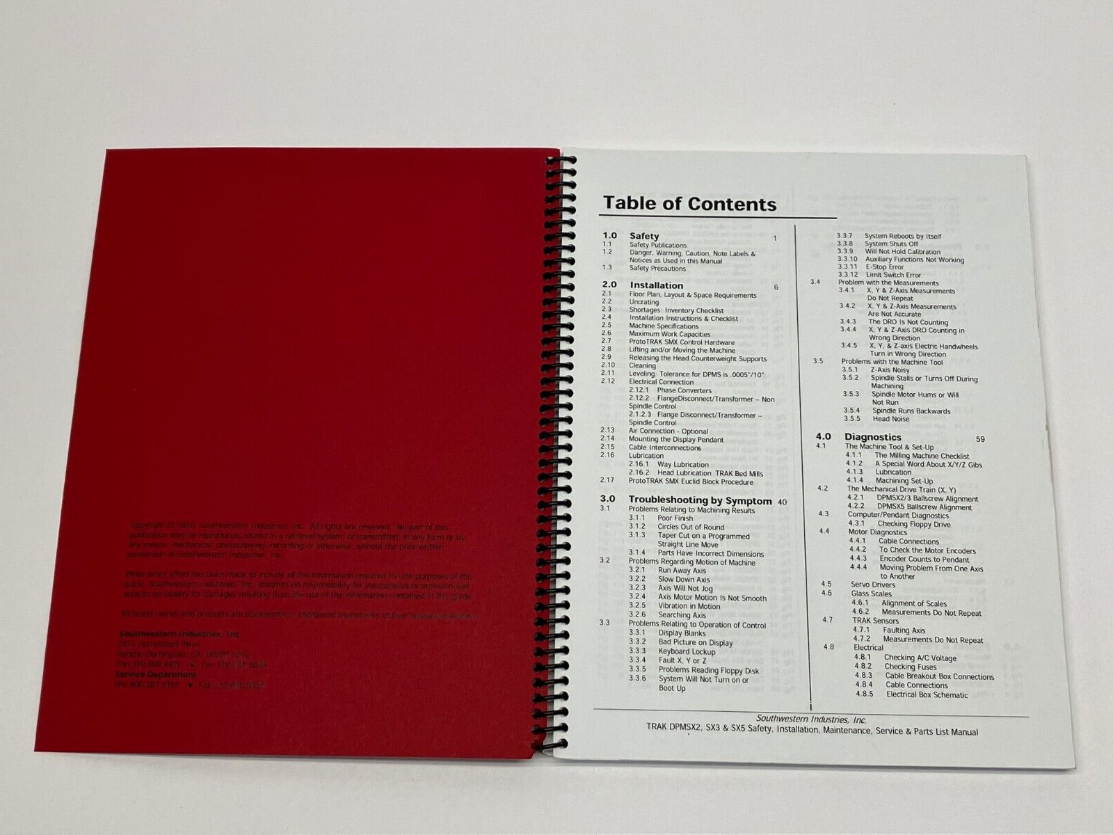Southwestern Industries 24317 TRAK DPMSX2, SX3 & SX5 Manual & Parts List