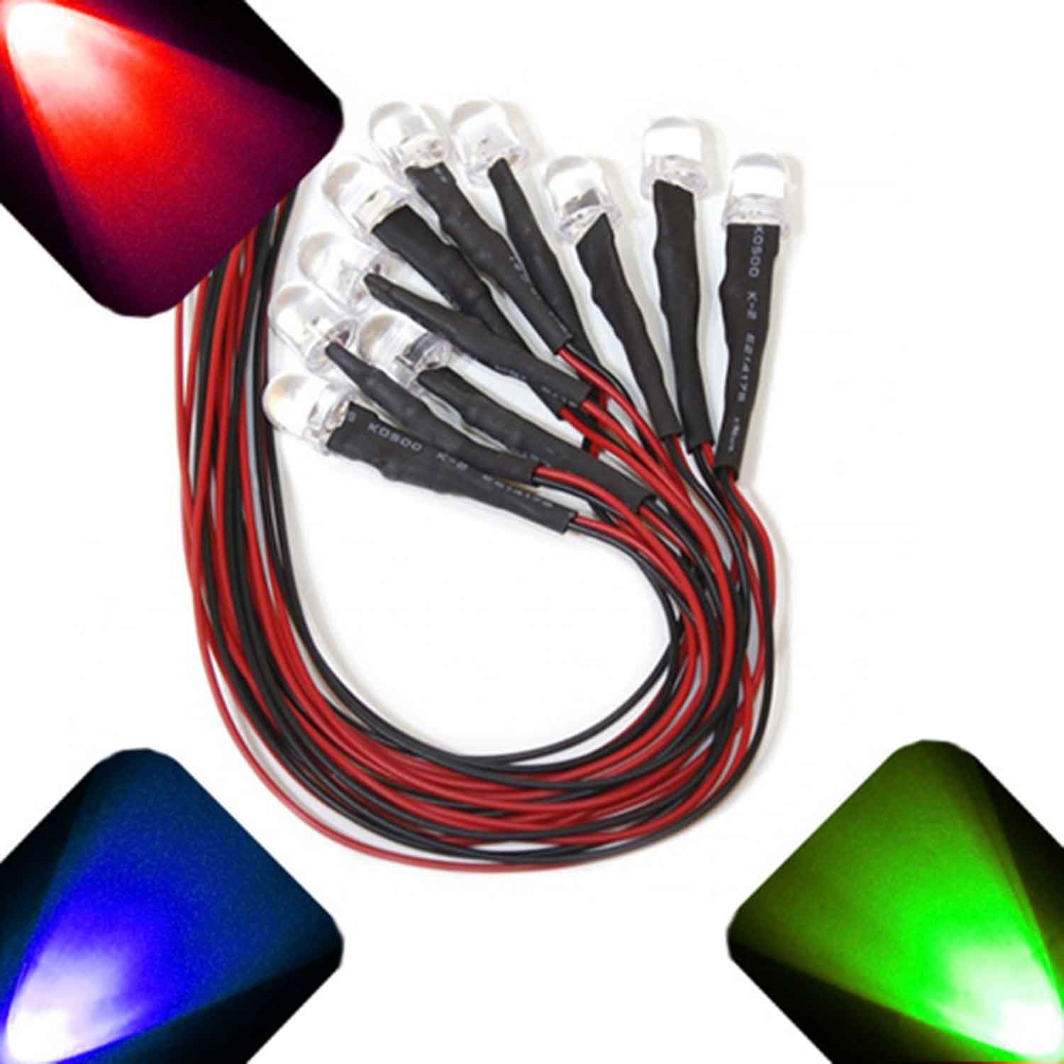 5 x Pre Wired 12v 10mm RGB Fast Change LEDs Prewired 12 volt LED 11v 13v 14v 15v
