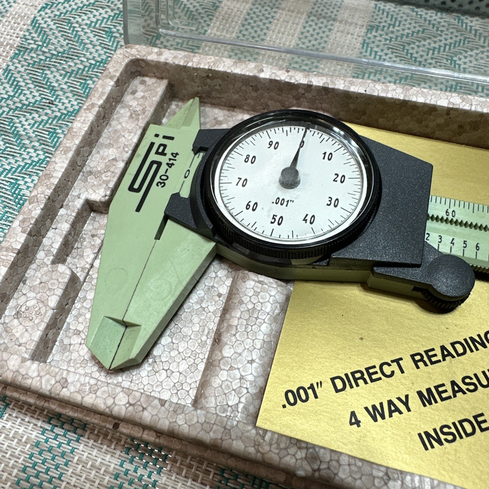 SPI 30-414 6” Dial Caliper Green Made In Switzerland 65% Fiberglass Reinforced