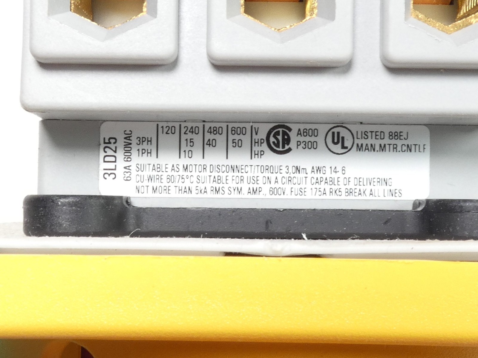 Siemens 3LD2504-0TK53 Switch Disconnector 3P 63A 400V 22kW – NEW Surplus!