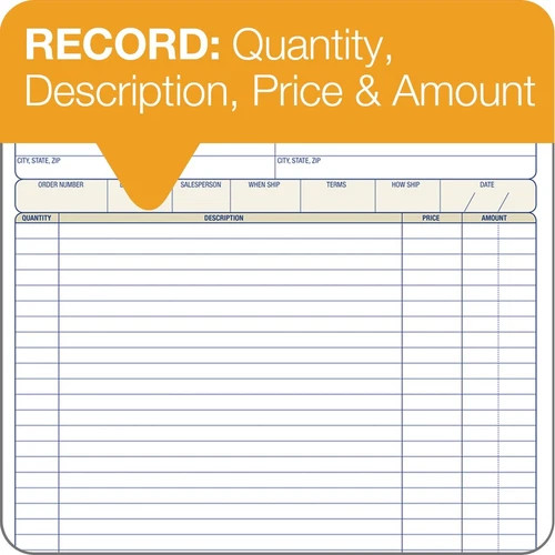 Adams Order Book, 2-Part, Carbonless, White/Canary, 8-3/8 x 10-11/16 Inches, 50