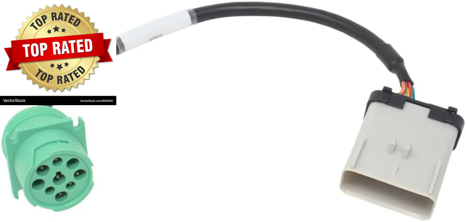 RP1226 14 Pin to J1939 Type 2 Green 9 Pin Conversion Cable PACCAR ELD 1Ft Length